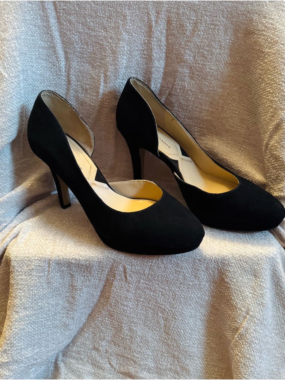 Adrienne Vittadini Black Suede D'Orsay Stiletto Pumps